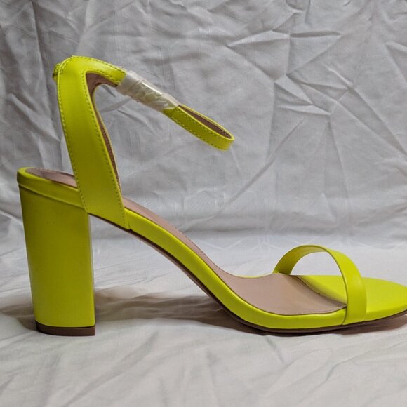 NWT Neon Yellow Block Heels - Picture 1 of 4